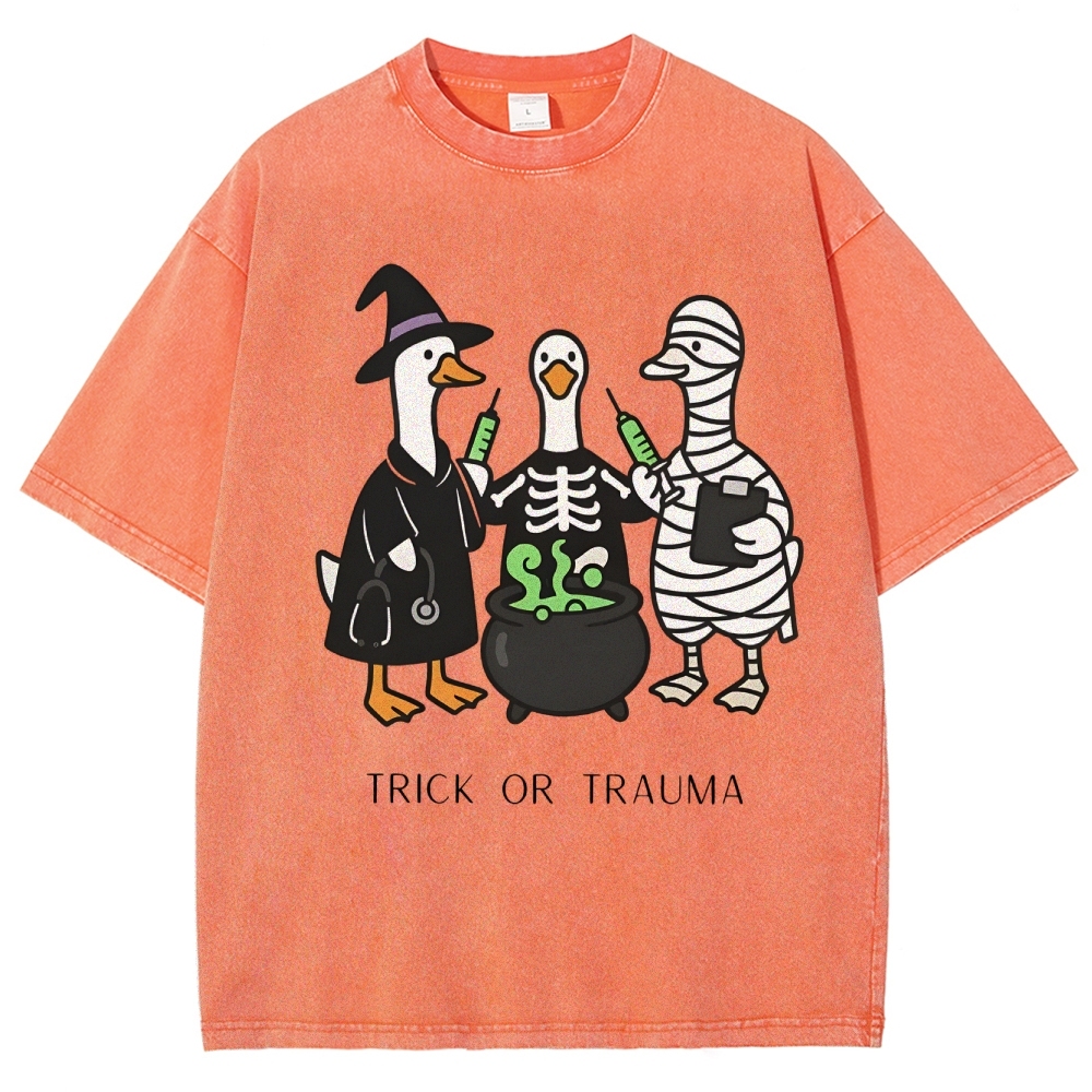 Spooky Nurse Halloween Washed Vintage T-shirt