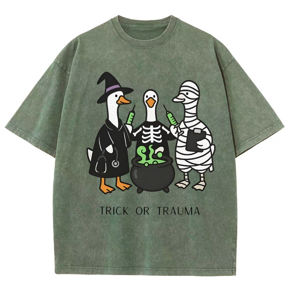 Spooky Nurse Halloween Washed Vintage T-shirt