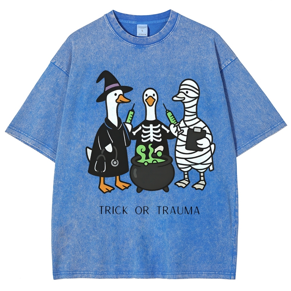 Spooky Nurse Halloween Washed Vintage T-shirt