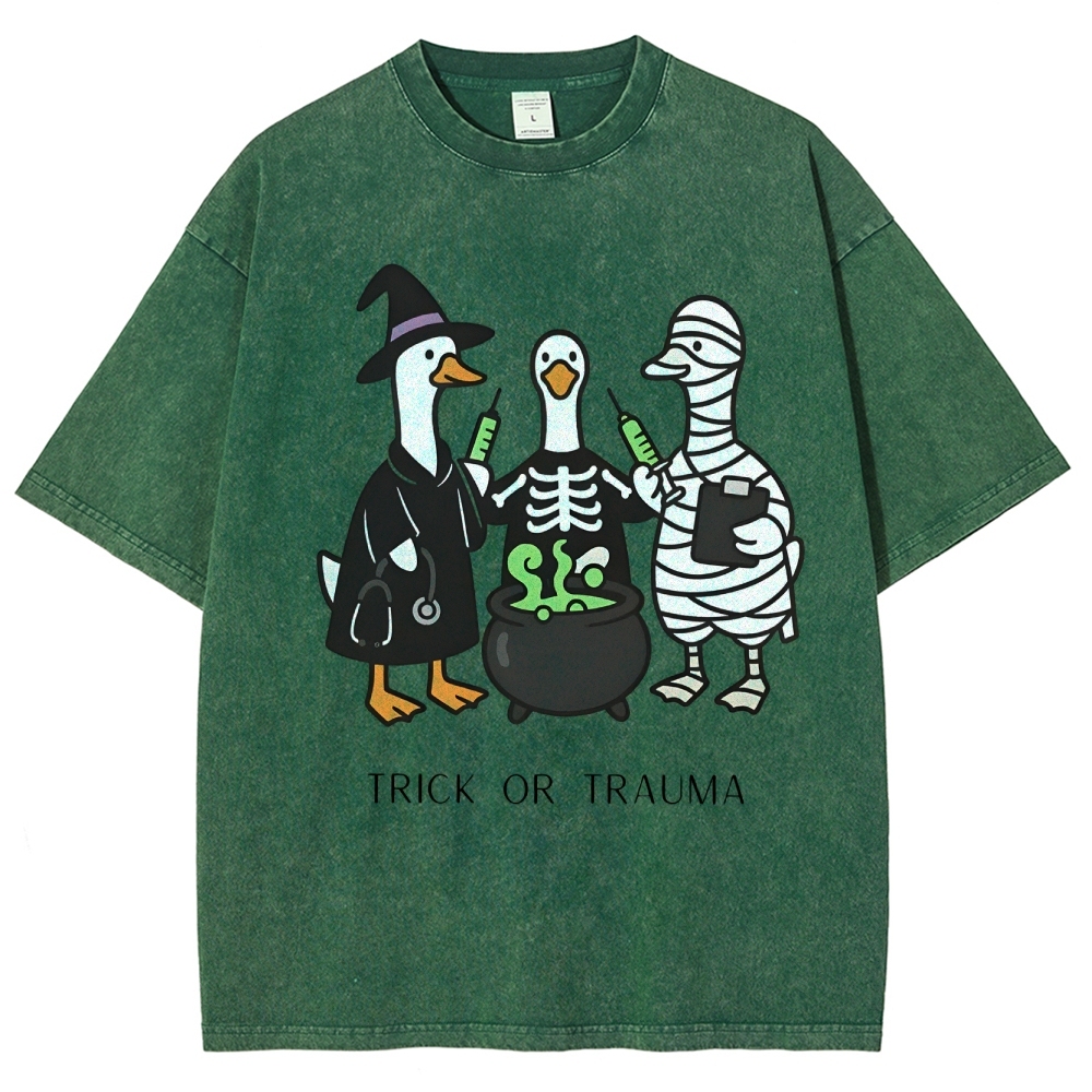 Spooky Nurse Halloween Washed Vintage T-shirt