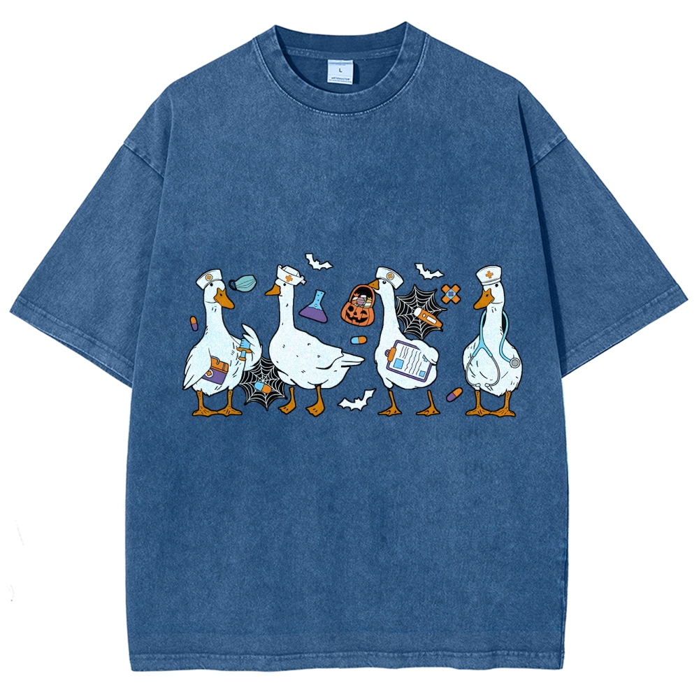 Halloween Nurse Silly Goose Washed Vintage T-shirt
