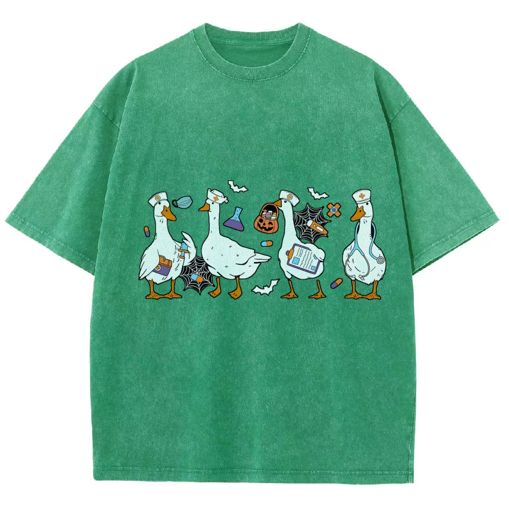Halloween Nurse Silly Goose Washed Vintage T-shirt