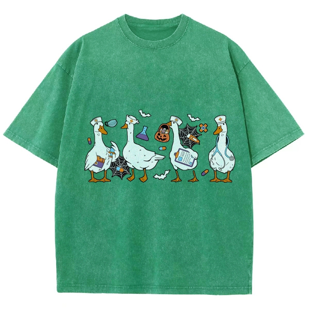 Halloween Nurse Silly Goose Washed Vintage T-shirt