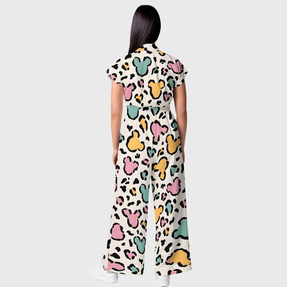 omen's Cute Mouse Print Wide-Leg Jumpsuit
