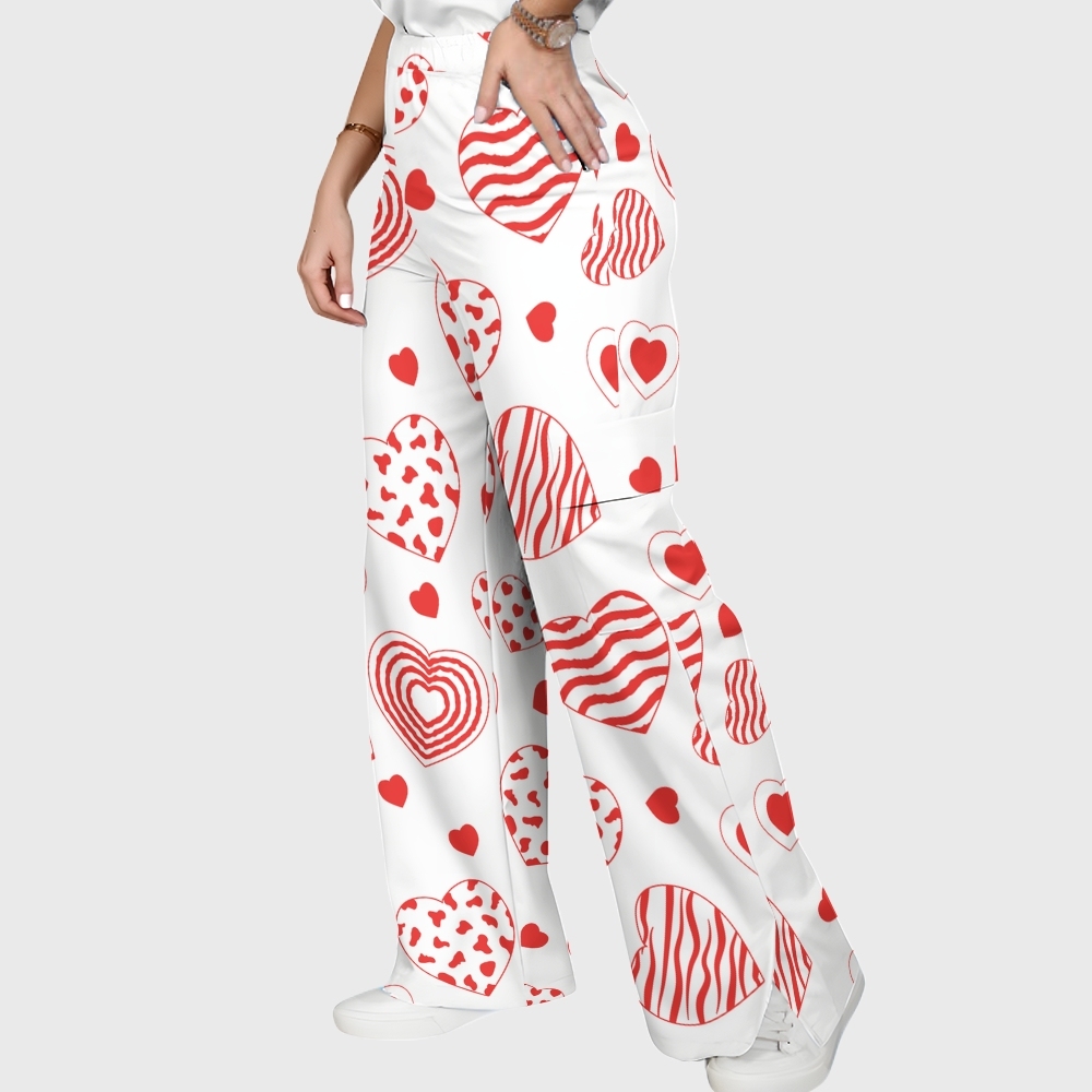 Women's Boho Hearts Printed Scrub Set CL01