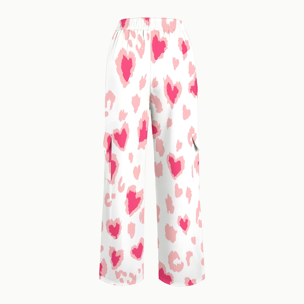 Women's Leopard Jaguar Heart Printed Scrub Set CL02