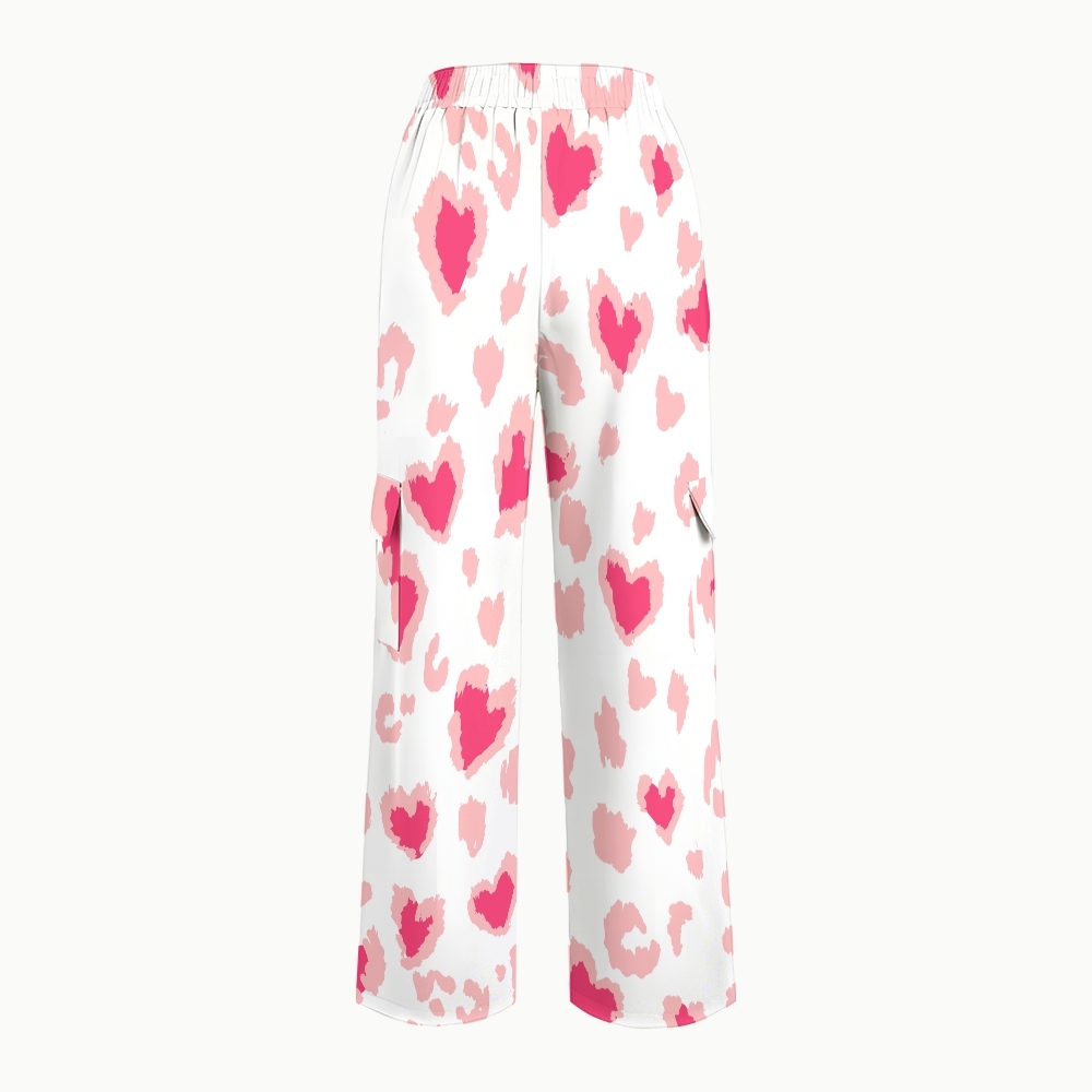 Women's Leopard Jaguar Heart Printed Scrub Set CL02