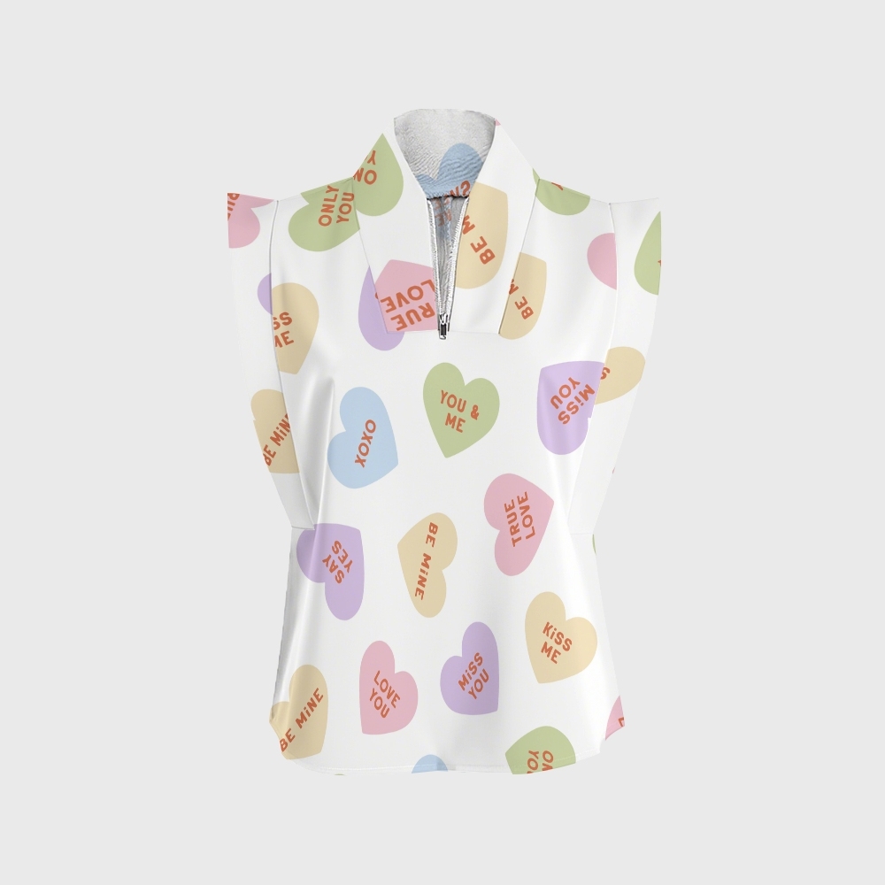 Women's Conversation Hearts for Valentines Printed Scrub Set CL03
