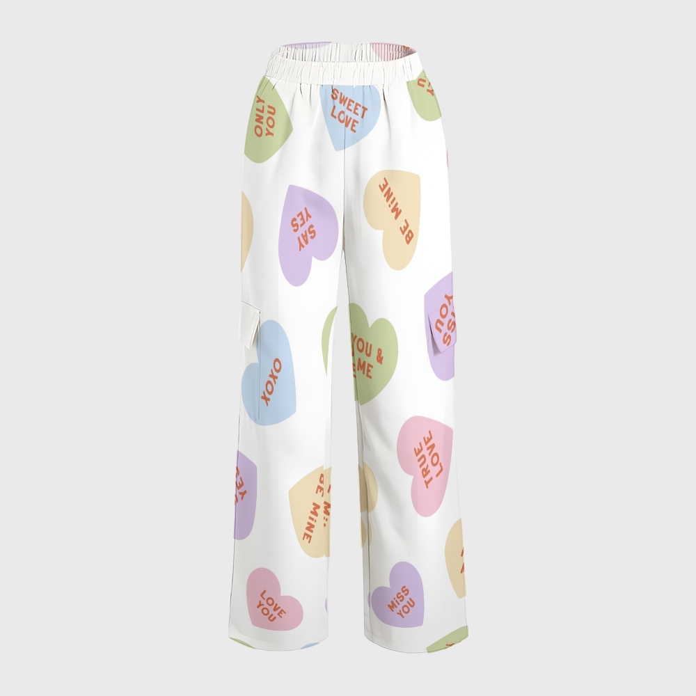 Women's Conversation Hearts for Valentines Printed Scrub Set CL03