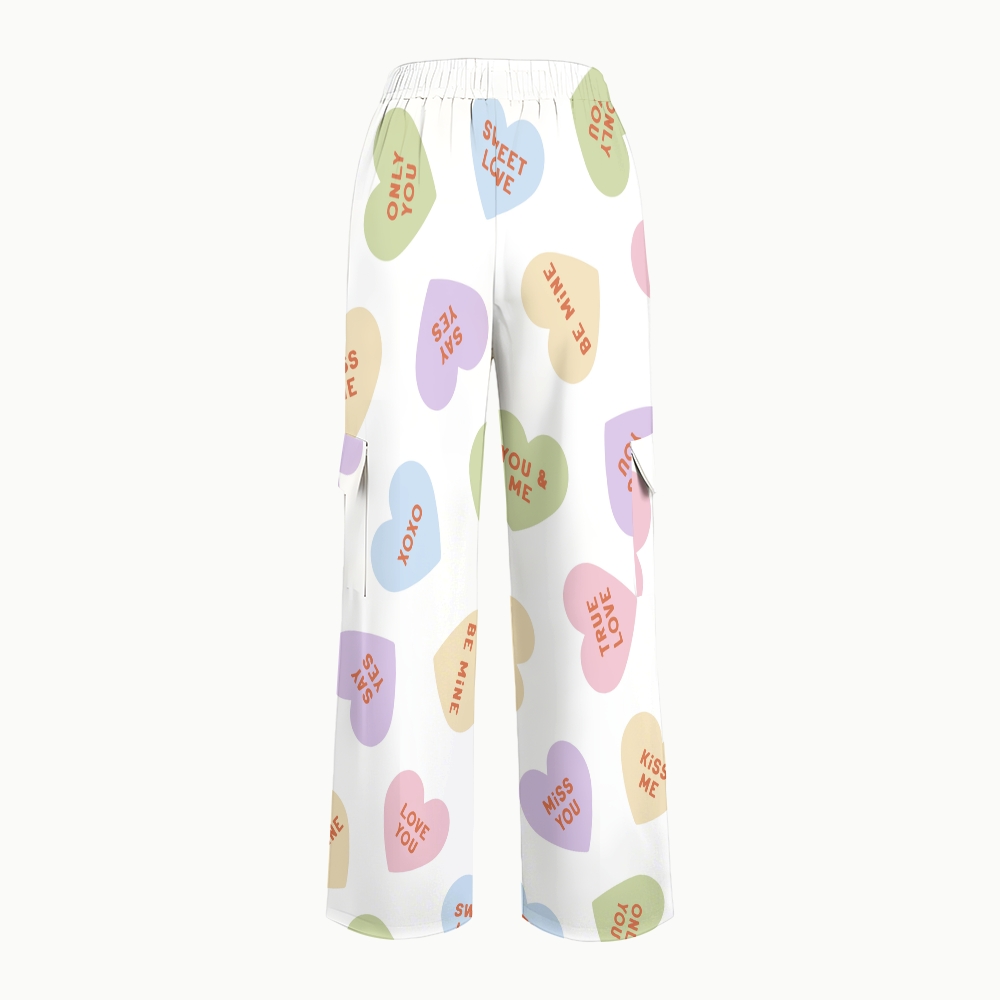 Women's Conversation Hearts for Valentines Printed Scrub Set CL03