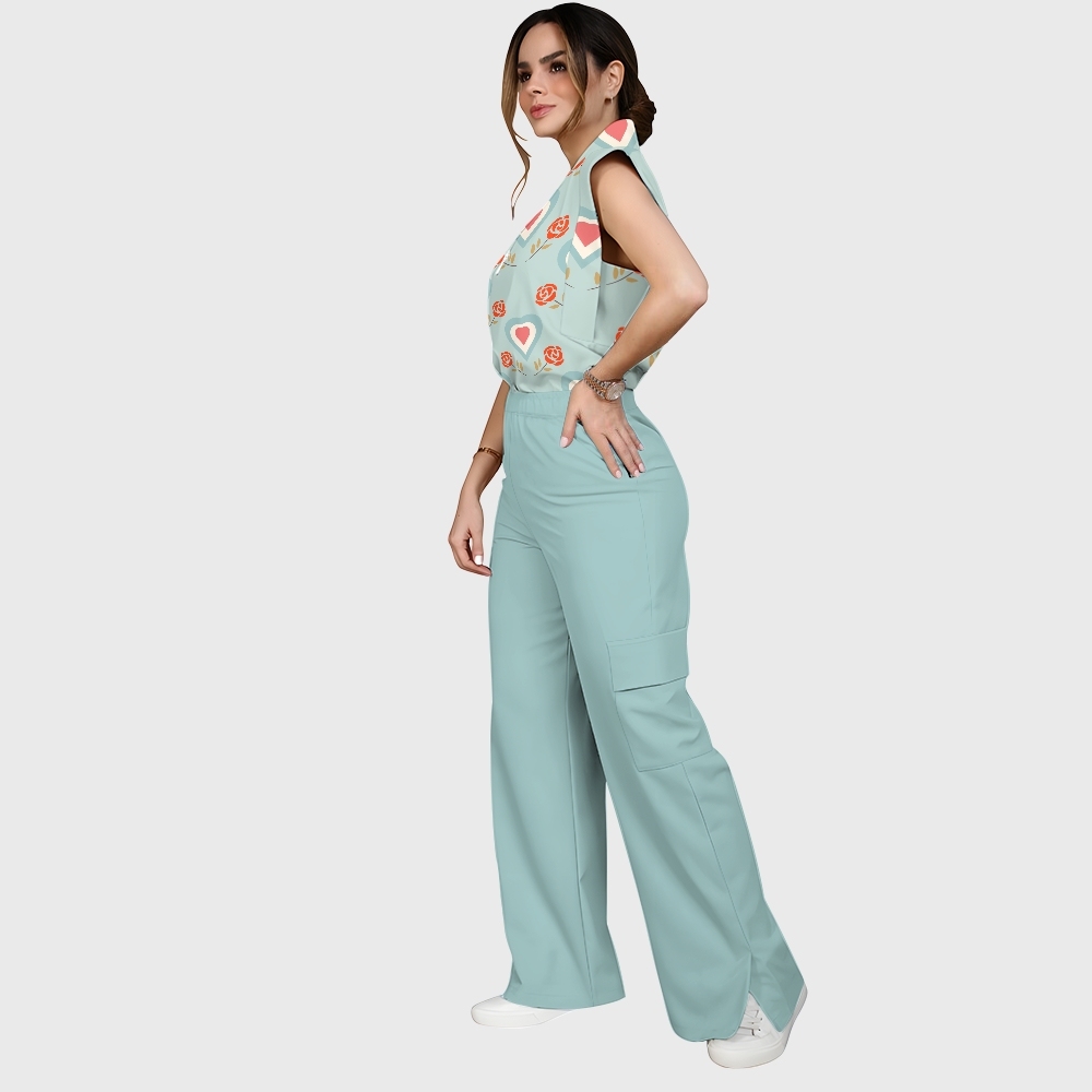 Women's Heart Floral Printed Scrub Set CL04