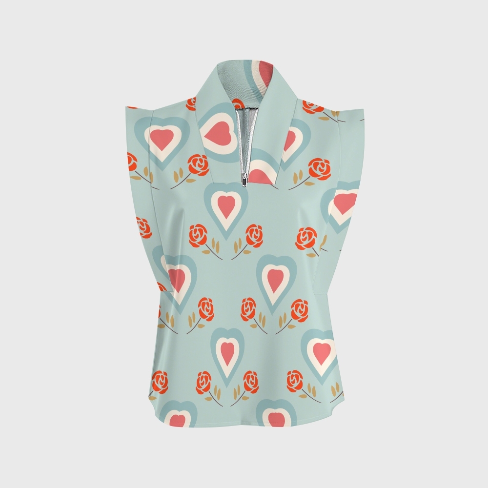 Women's Heart Floral Printed Scrub Set CL04