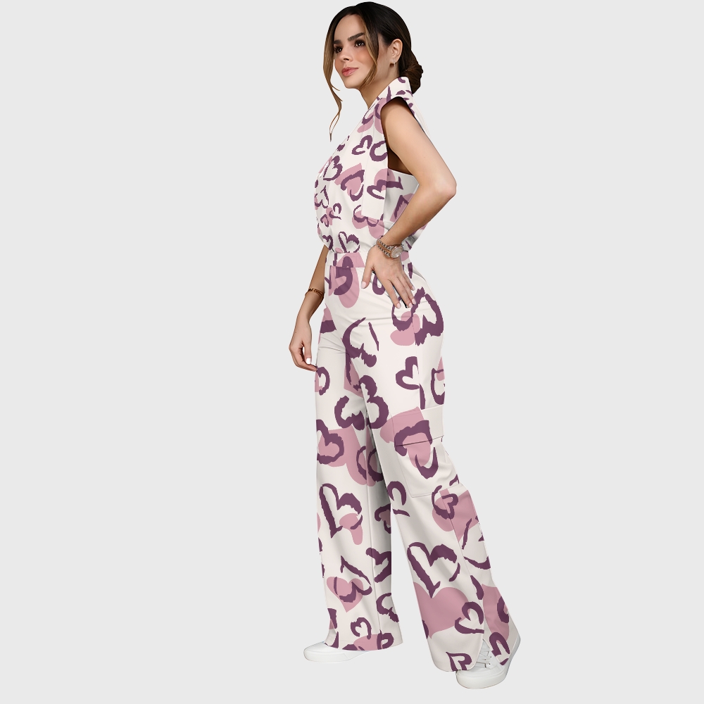 Women's Leopard Heart Printed Scrub Set CL05