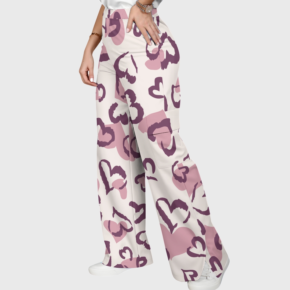 Women's Leopard Heart Printed Scrub Set CL05