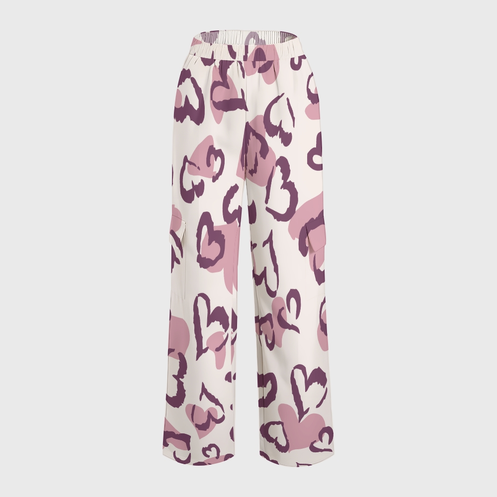 Women's Leopard Heart Printed Scrub Set CL05