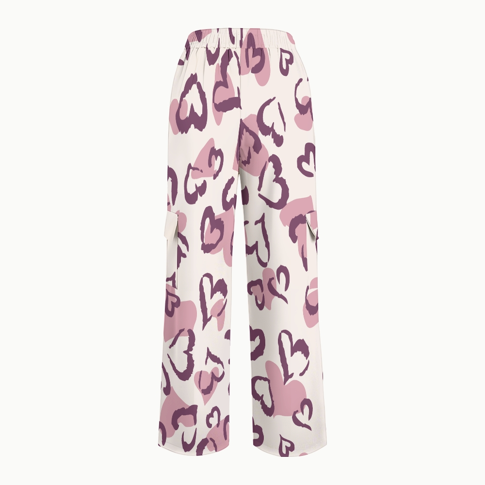 Women's Leopard Heart Printed Scrub Set CL05