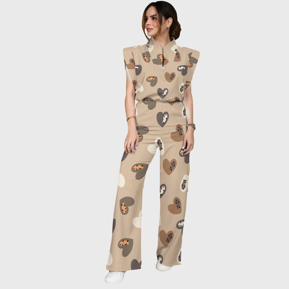 Women's Cheetah Heart Printed Scrub Set CL06