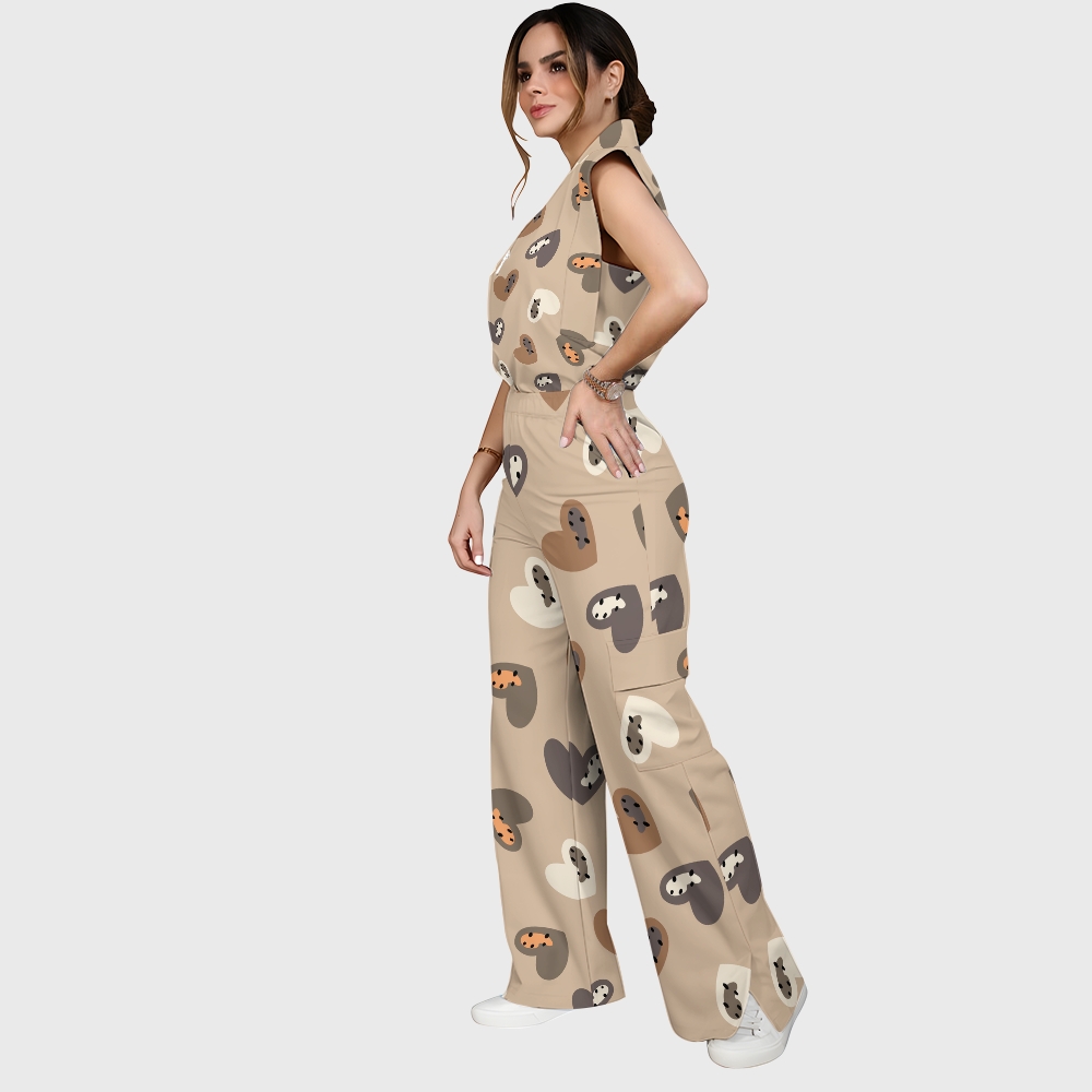 Women's Cheetah Heart Printed Scrub Set CL06