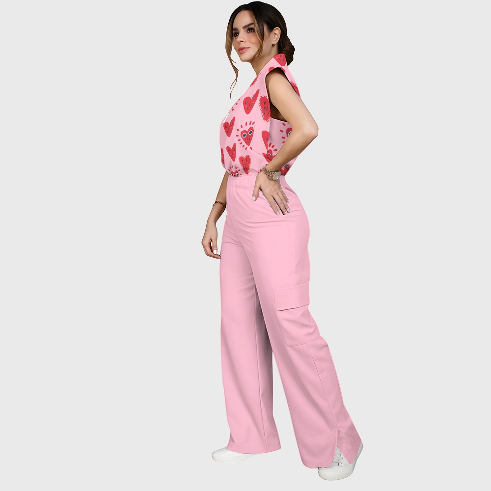 Women's Smiling Hearts Printed Scrub Set CL07