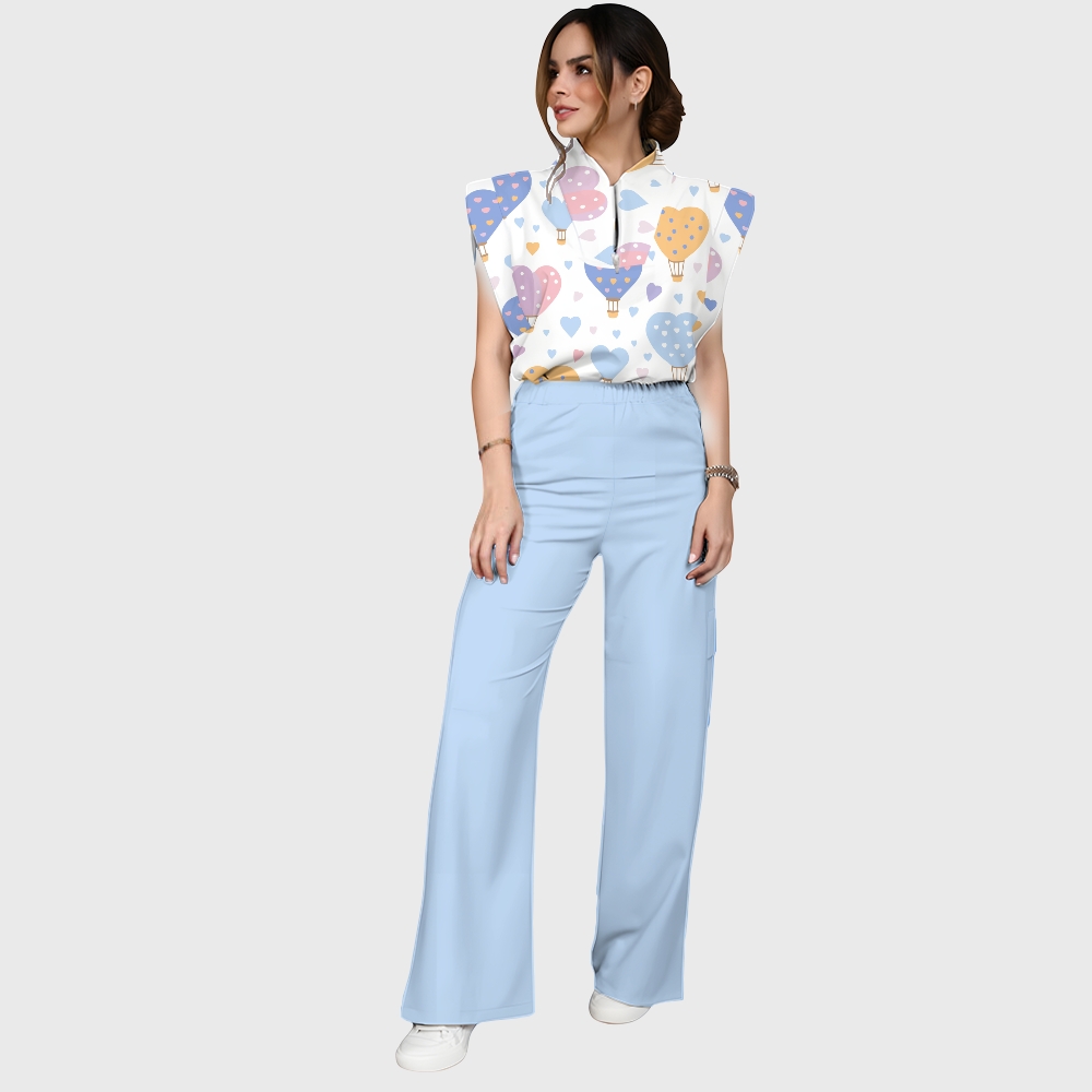 Women's Love Balloons Printed Scrub Set CL08