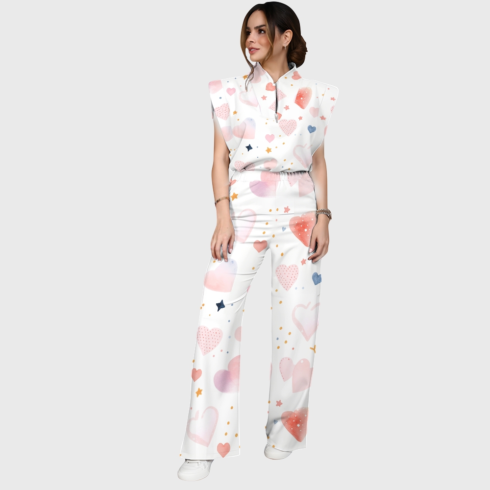 Women's Hearts Stars Dots Printed Scrub Set CL09