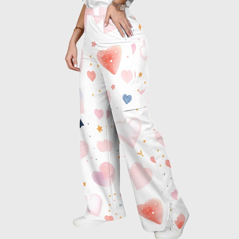 Women's Hearts Stars Dots Printed Scrub Set CL09