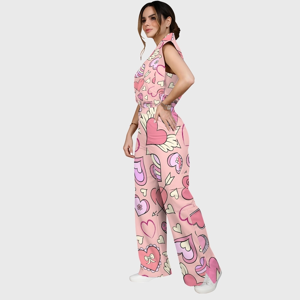 Women's Fall in Love Printed Scrub Set CL10