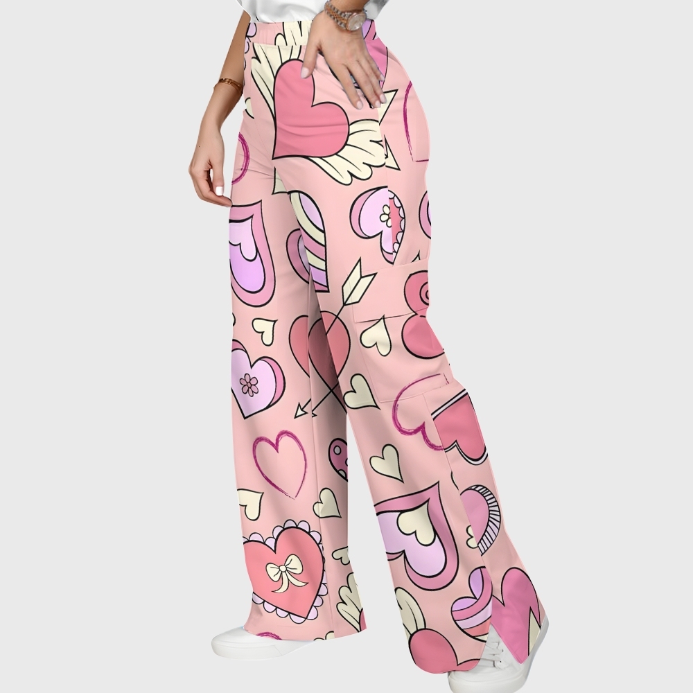 Women's Fall in Love Printed Scrub Set CL10