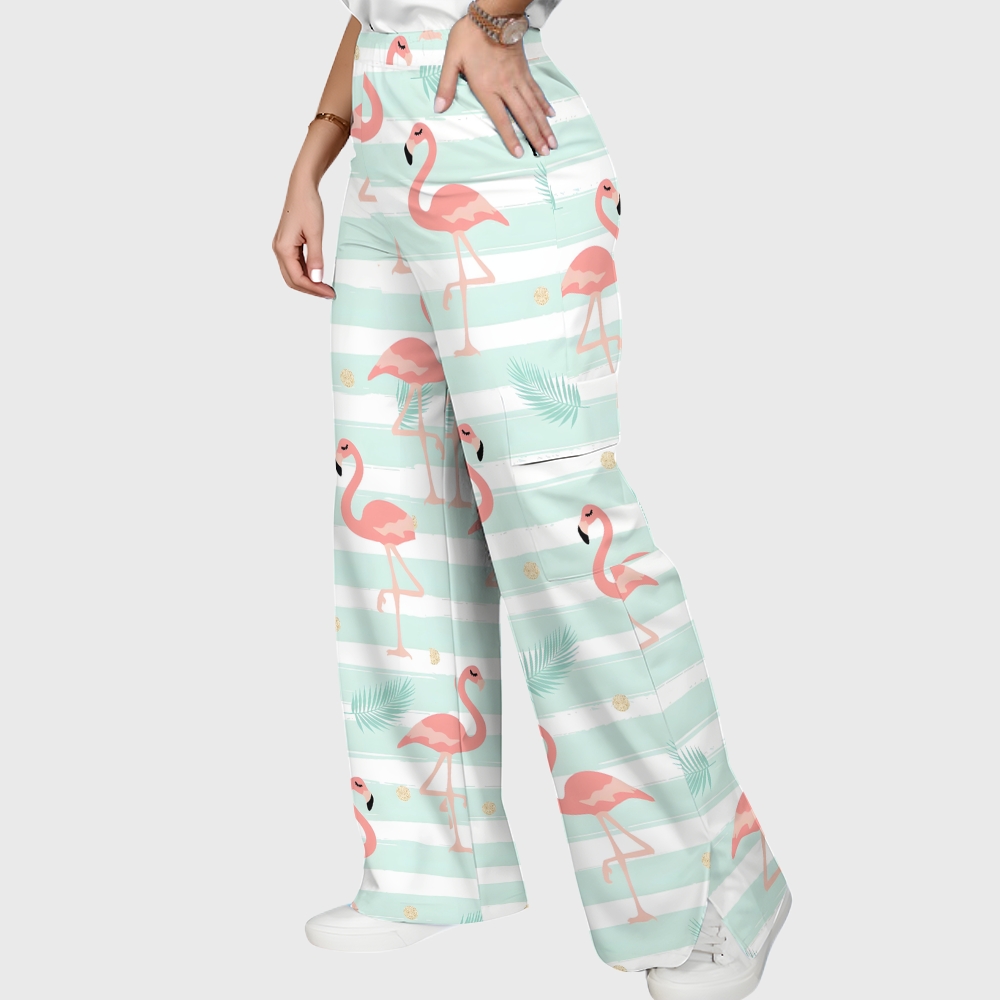 Women's Flamingo Printed Scrub Set SL01