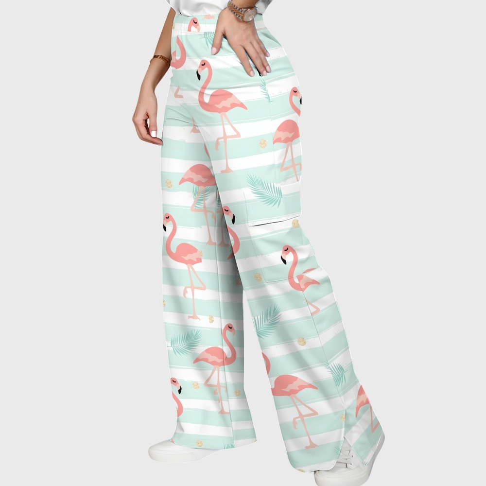 Women's Flamingo Printed Scrub Set SL01