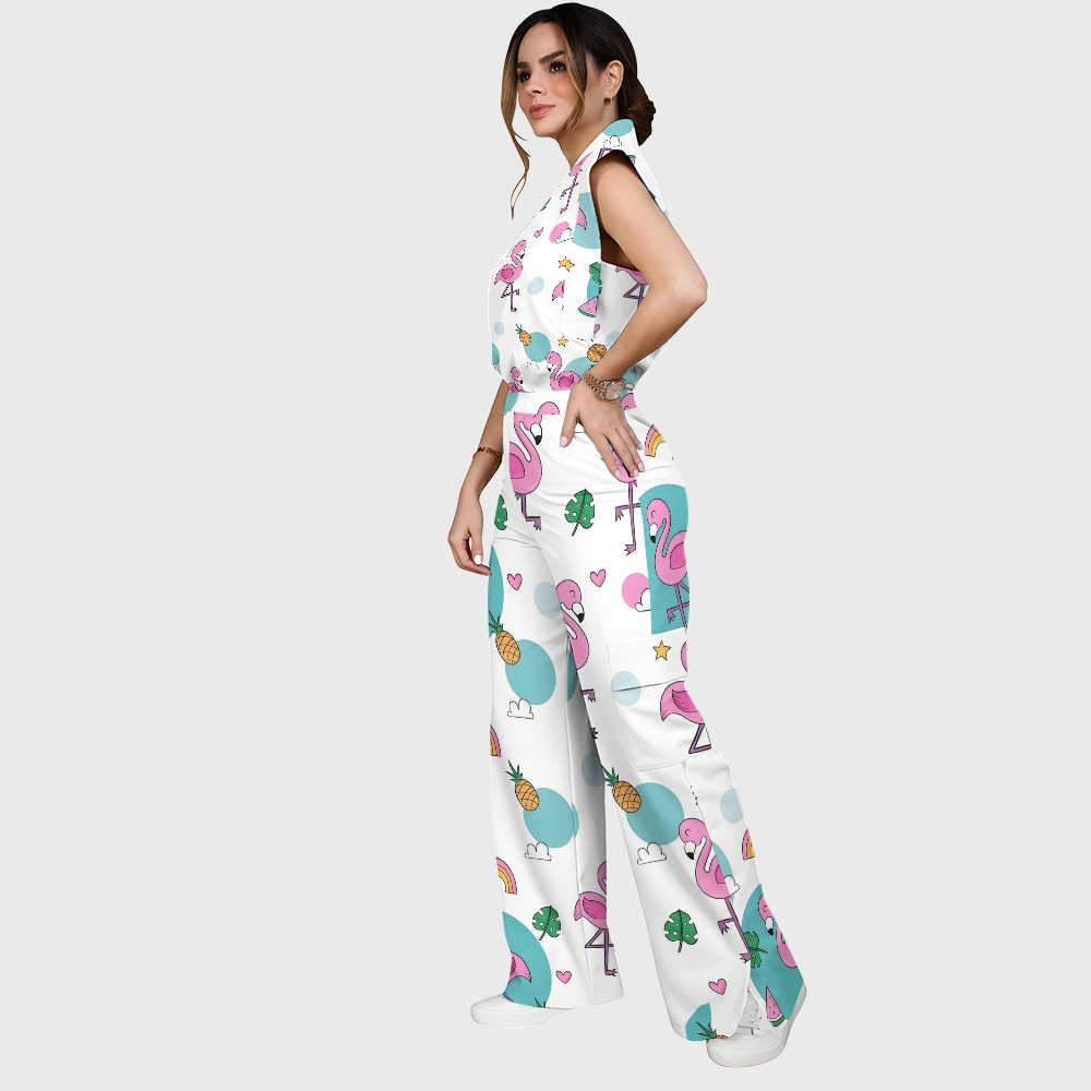 Women's Flamingo Printed Scrub Set SL03