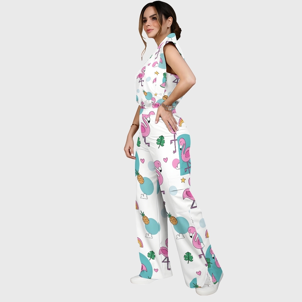 Women's Flamingo Printed Scrub Set SL03