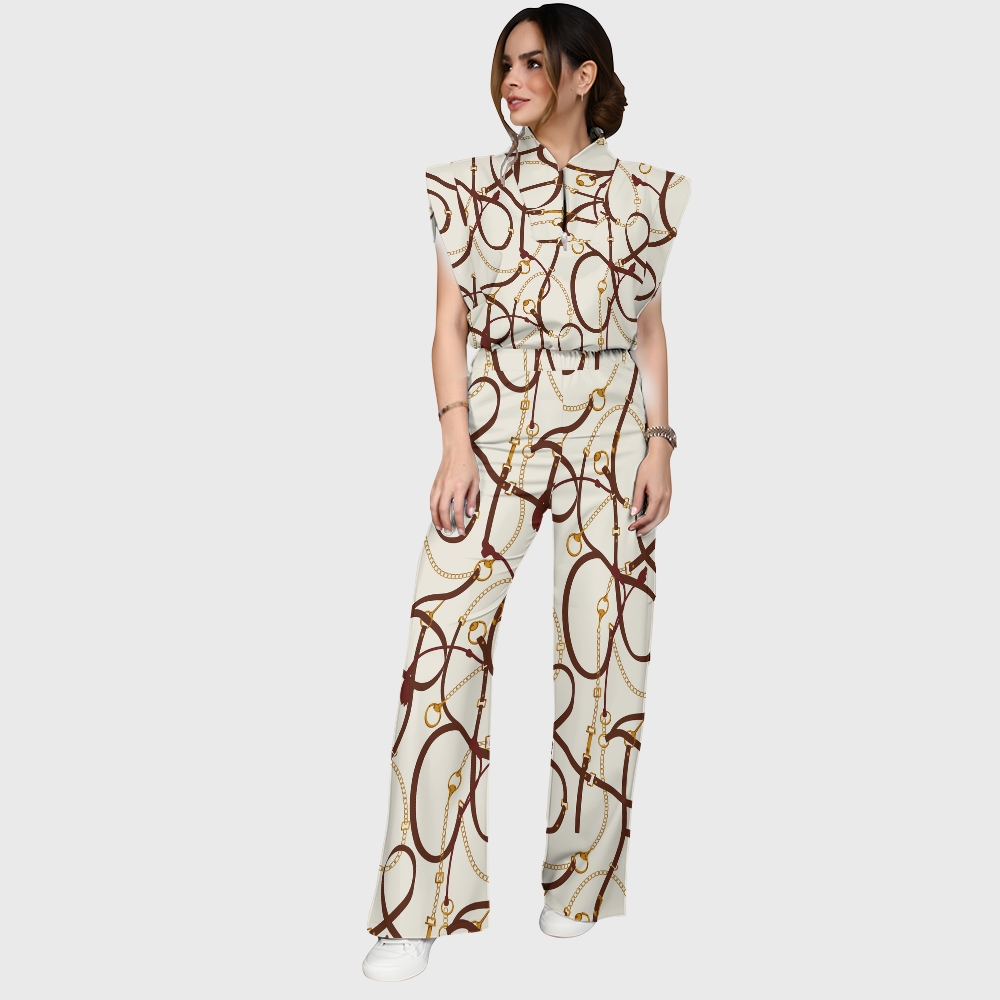 Women's Metallic Line Series Printed Scrub Set  SM01