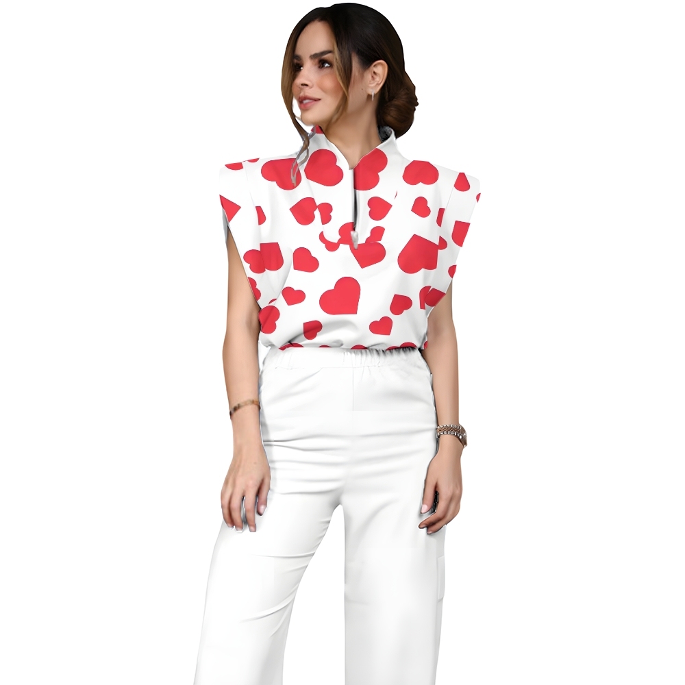 Women's Colorful Heart Pattern  Scrub Set CL11