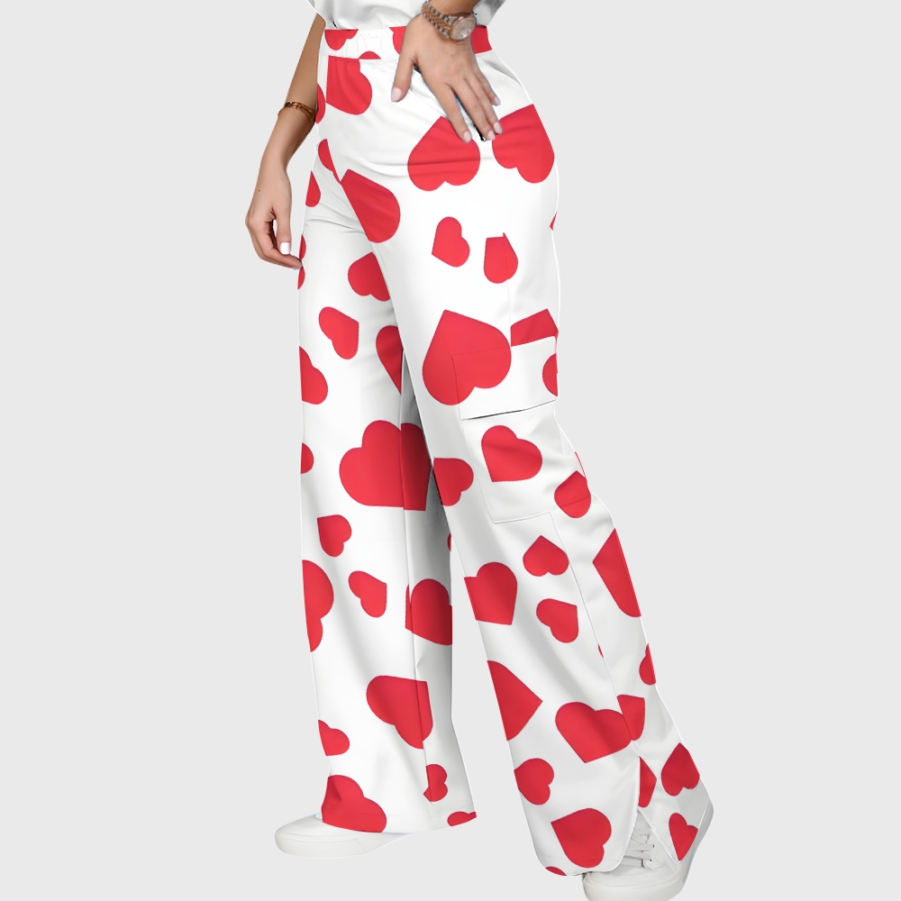 Women's Colorful Heart Pattern  Scrub Set CL11