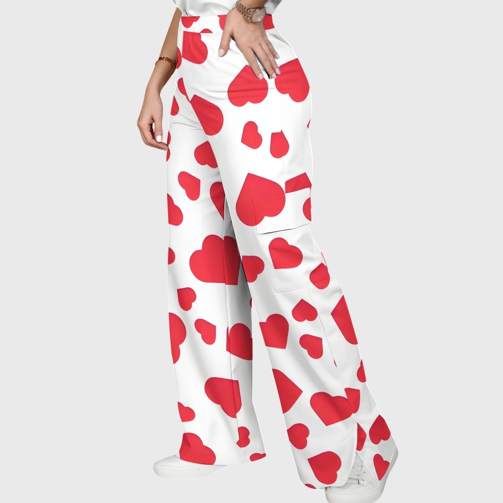 Women's Colorful Heart Pattern  Scrub Set CL11