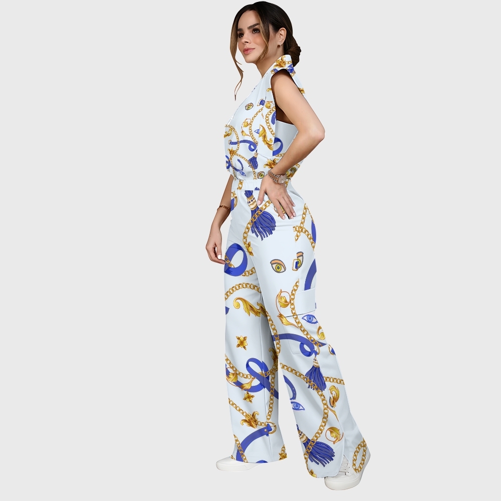 Women's Metallic Line Series Printed Scrub Set SM08