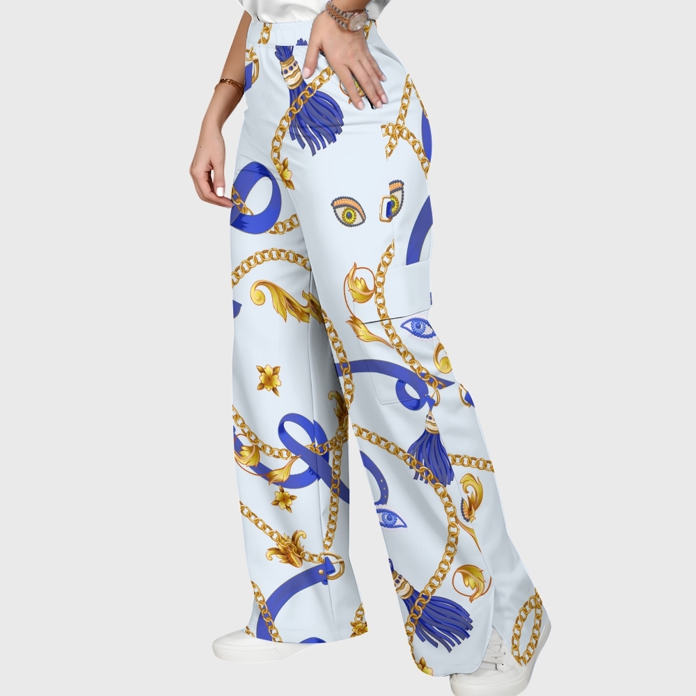 Women's Metallic Line Series Printed Scrub Set  SM08