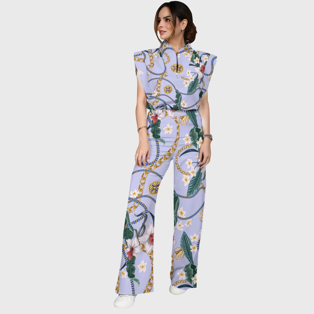 Women's Metallic Line Series Printed Scrub Set  SM09
