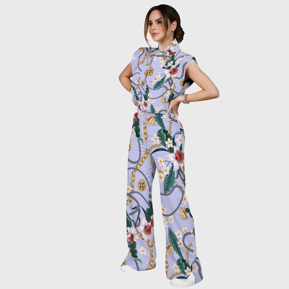Women's Metallic Line Series Printed Scrub Set SM09