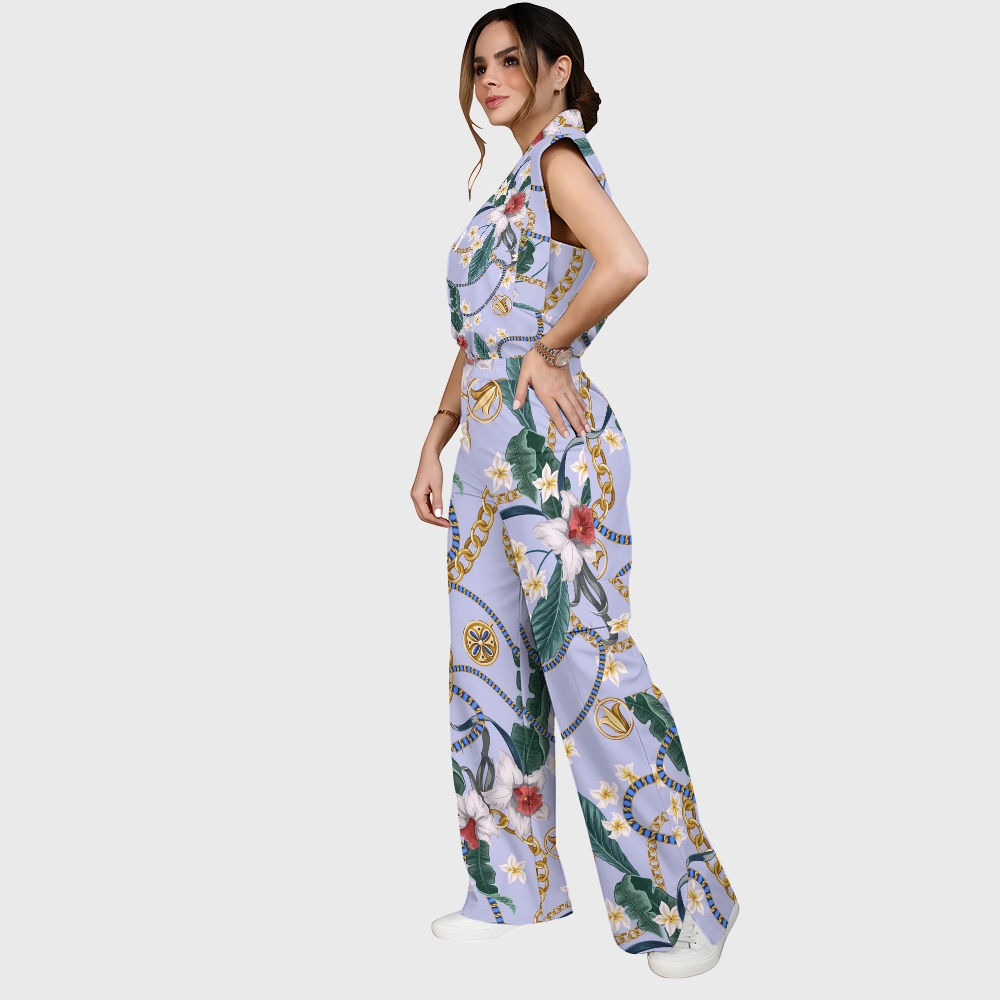 Women's Metallic Line Series Printed Scrub Set  SM09