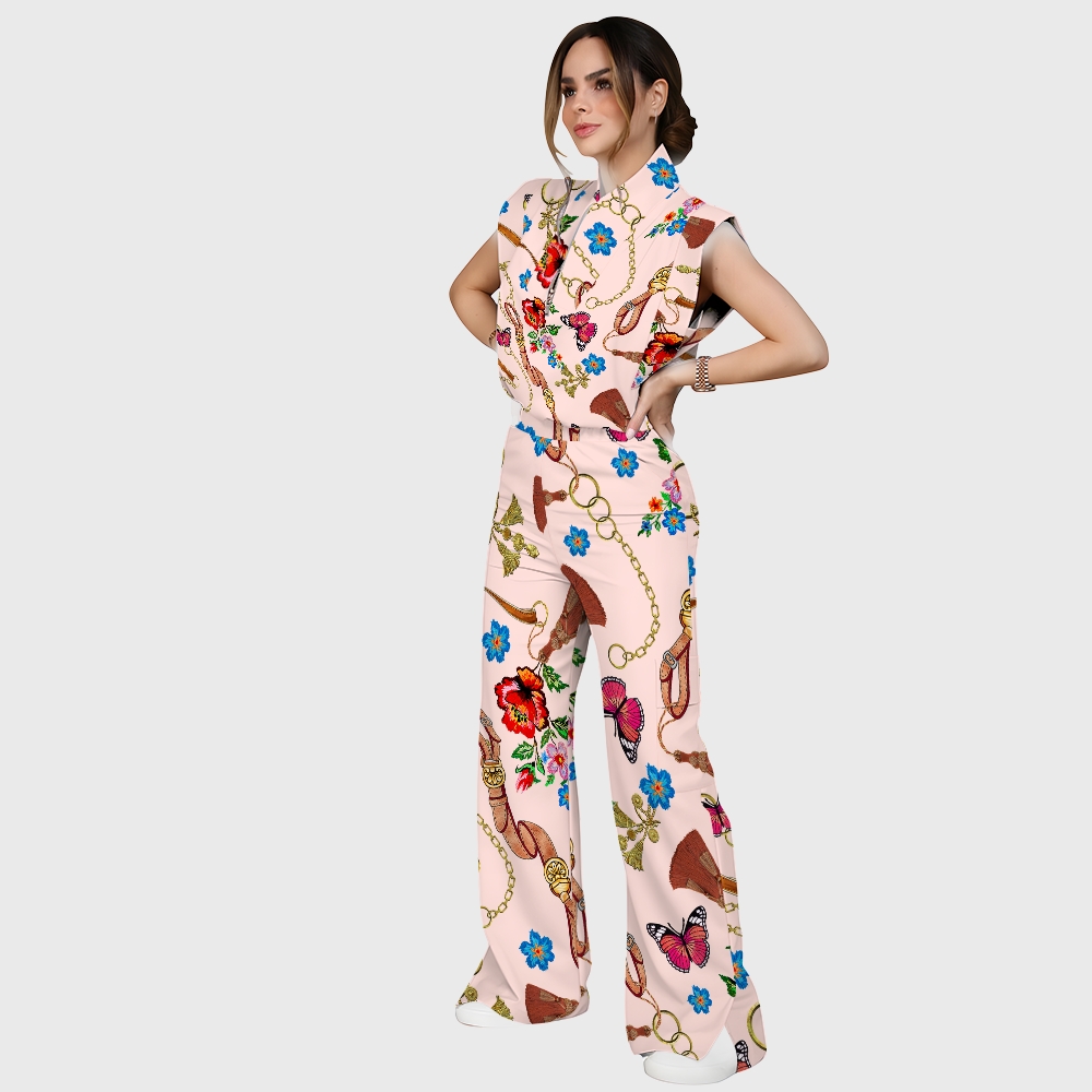 Women's Metallic Line Series Printed Scrub Set  SM10