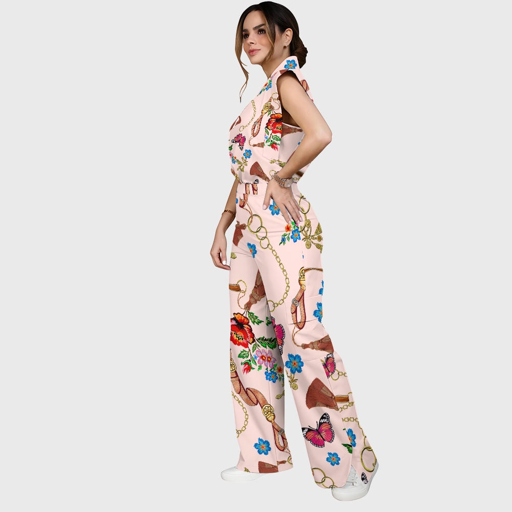 Women's Metallic Line Series Printed Scrub Set SM10