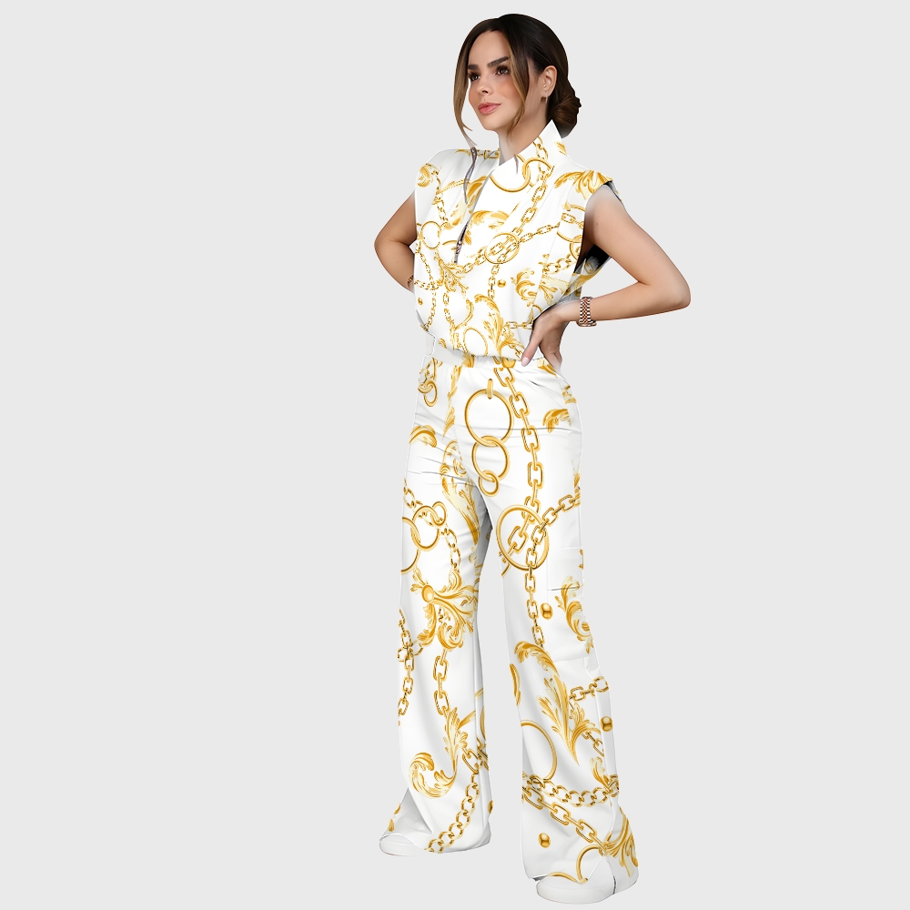 Women's Metallic Line Series Printed Scrub Set  SM11