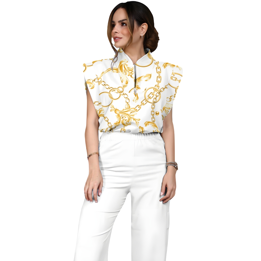 Women's Metallic Line Series Printed Scrub Set  SM11