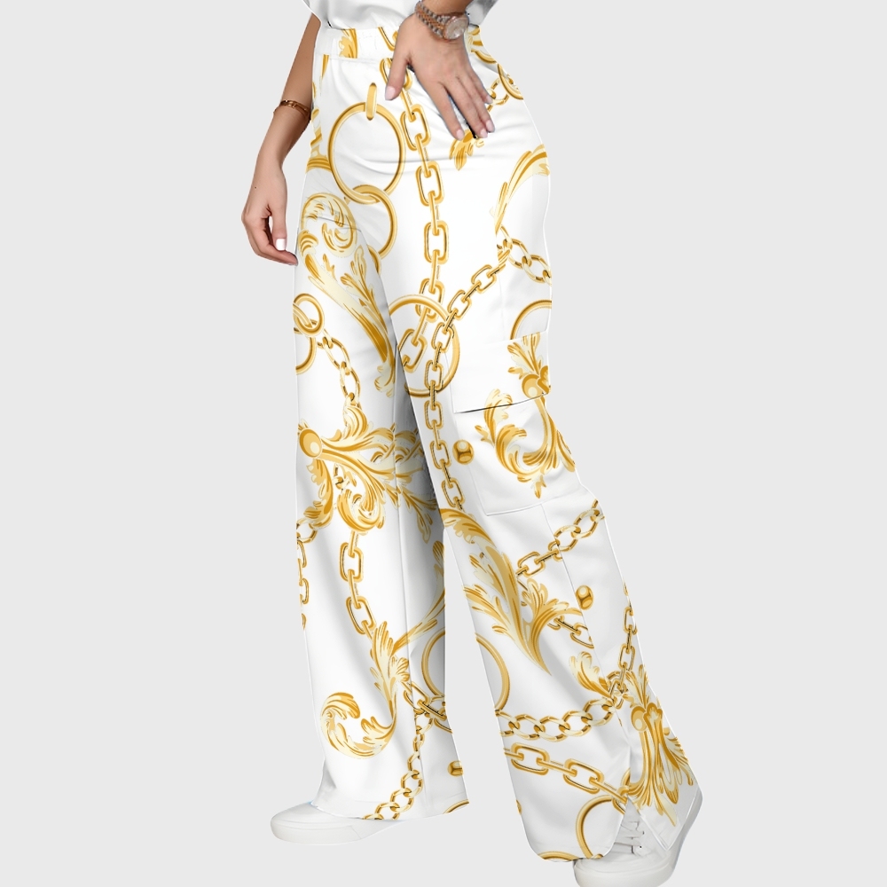 Women's Metallic Line Series Printed Scrub Set  SM11