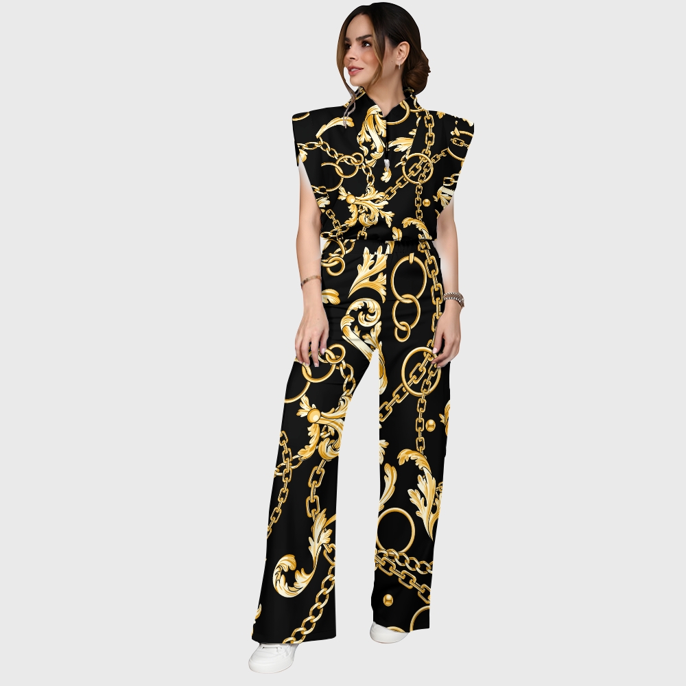 Women's Metallic Line Series Printed Scrub Set  SM12