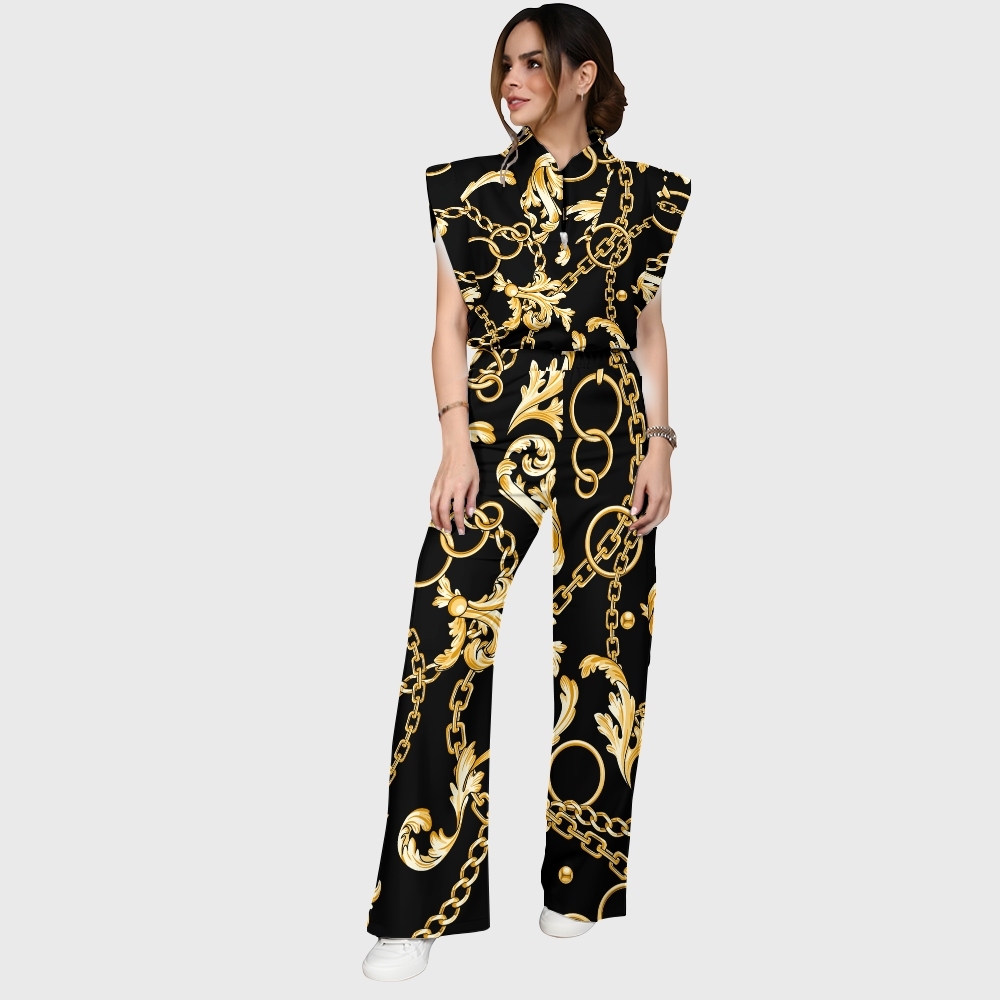 Women's Metallic Line Series Printed Scrub Set  SM12