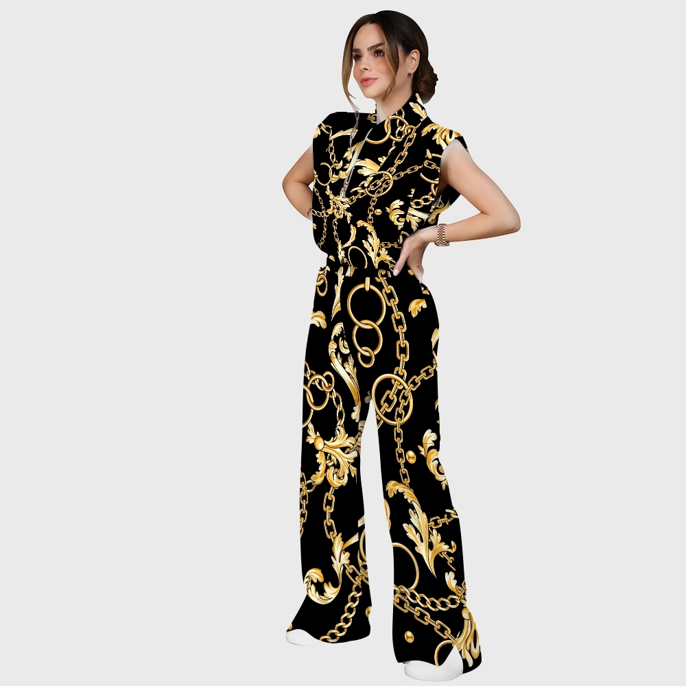 Women's Metallic Line Series Printed Scrub Set  SM12