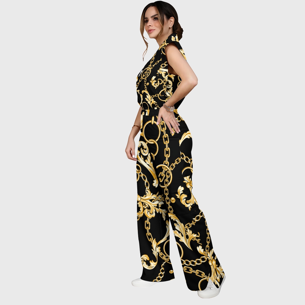 Women's Metallic Line Series Printed Scrub Set SM12